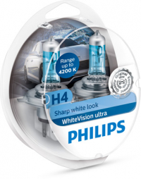 PHILIPS H4-polttimo WhiteVision Ultra 4200 K +60%, sarja 