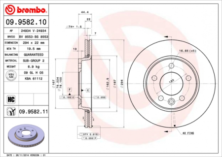 BREMBO TAKAJARRULEVY  VW TRANSPORTER T5 294mm